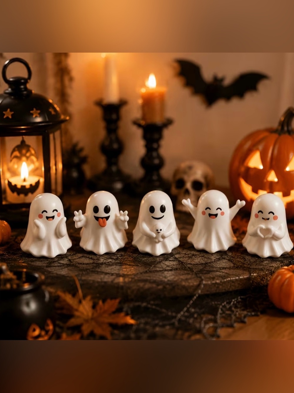 Cute White Ghost Figurines Halloween Party Decorations - Unbranded